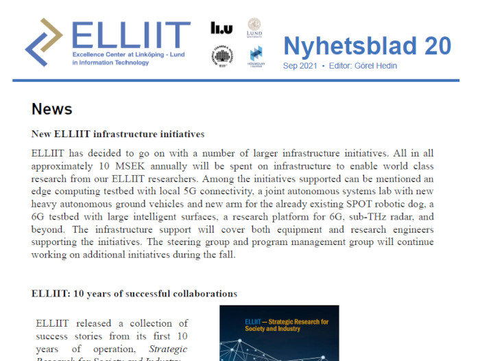 New issue of the ELLIIT Newsletter